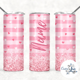 Valentine pink hearts / glitter effect Tumbler